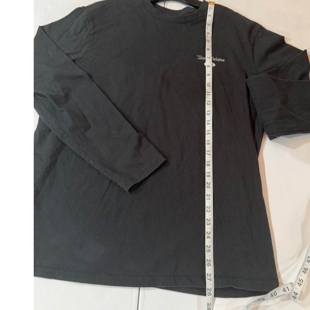 Tommy Bahama Long Sleeve Graphic T-Shirt Large Black Cotton Football Weekend Tee - Picture 3 of 8